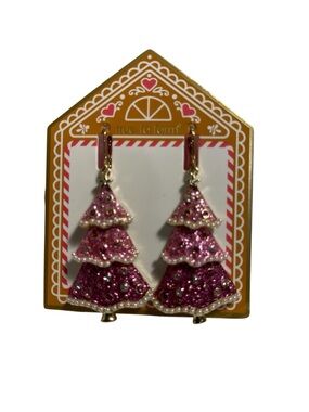 True To Form Pink Christmas Trees Earrings - NWT